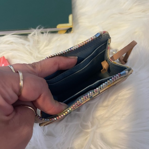 Dooney & Bourke Multicolor Logo ID Wallet with Tan Leather Trim - Picture 3 of 3